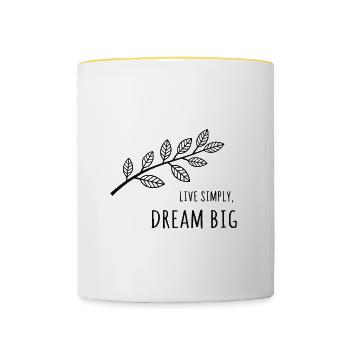 Einfach leben, groß träumen - Tasse zweifarbig - Weiß/Gelb - Vorne