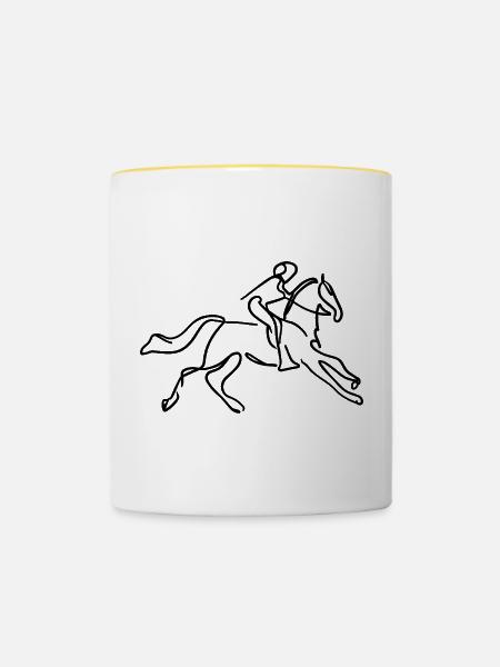 Reiter Skizze - Tasse zweifarbig - Weiß/Gelb