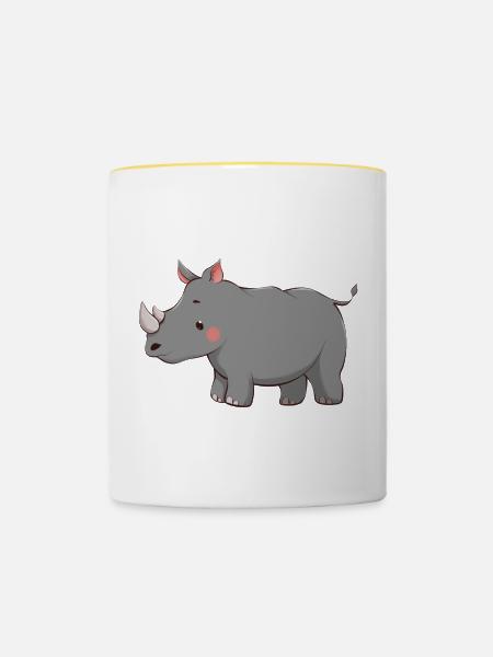 Nashorn - Tasse zweifarbig - Weiß/Gelb
