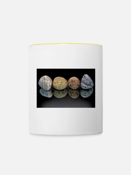Granit - Tasse zweifarbig - Weiß/Gelb