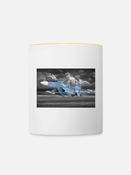 Sukhoi Su-30SM - Tasse zweifarbig - Weiß/Gelb