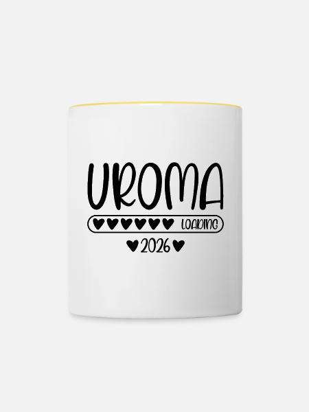 Uroma 2026 loading - Tasse zweifarbig - Weiß/Gelb