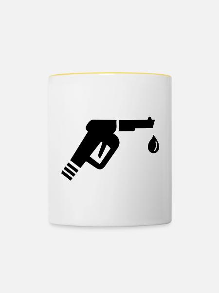 Pistolen Zapfhahn - Tasse zweifarbig - Weiß/Gelb