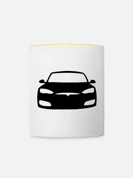 Model S Symbol - Tasse zweifarbig - Weiß/Gelb