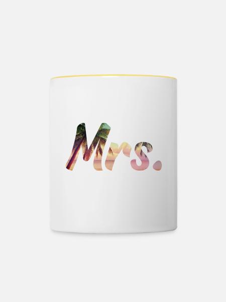 Mrs - Tasse zweifarbig - Weiß/Gelb
