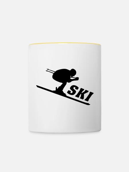 Skirenner - Tasse zweifarbig - Weiß/Gelb