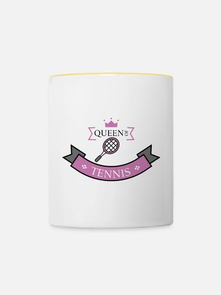 Tennis Queen - Tasse zweifarbig - Weiß/Gelb