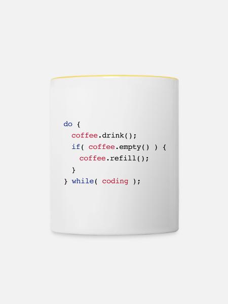Code Coffee Refill Codierung - Tasse zweifarbig - Weiß/Gelb