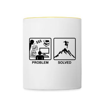 Problem Solved - Skiing - Contrasting Mug - white/yellow - Front