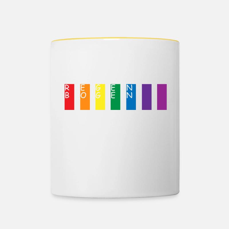 arc en ciel - Mug contrasté - blanc/jaune