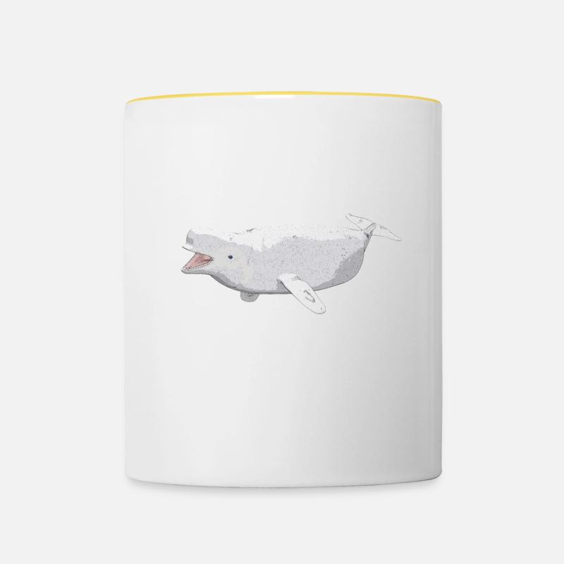 Beluga whale, gift, gift idea - Contrasting Mug - white/yellow