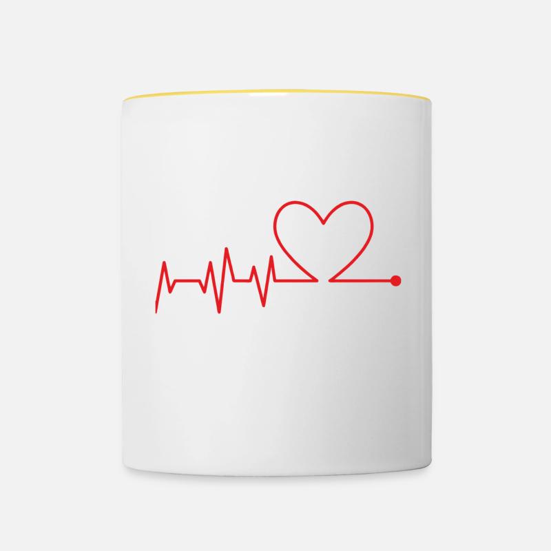 ELEKTROKARDIOGRAMM - Tasse zweifarbig - Weiß/Gelb