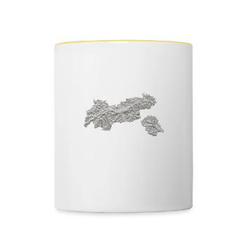 Tyrol Topography Map Mountains - Contrasting Mug - white/yellow - Front