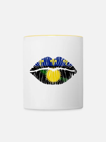 Kuss Guadeloupe - Tasse zweifarbig - Weiß/Gelb