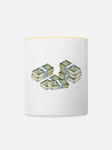 Cash - Tasse zweifarbig - Weiß/Gelb