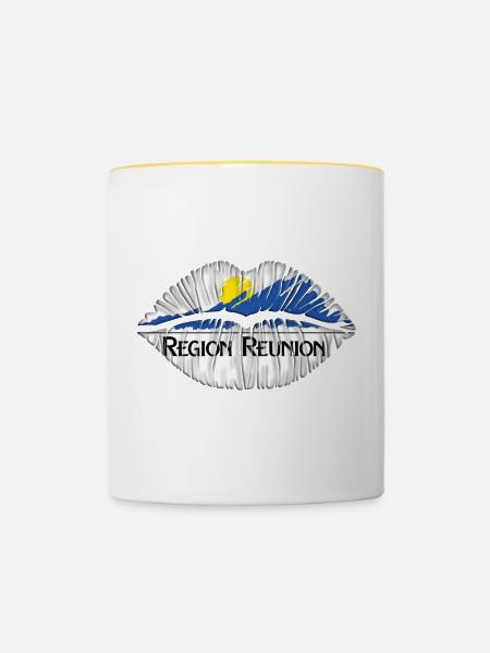 Kuss Réunion - Tasse zweifarbig - Weiß/Gelb