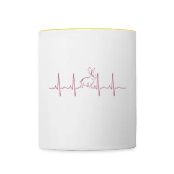 Hase Herzfrequenz - Tasse zweifarbig - Weiß/Gelb - Vorne