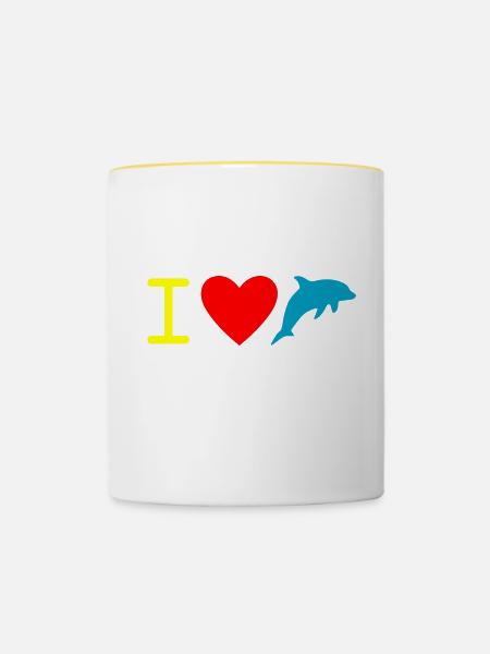 Dolphin Delfin - Tasse zweifarbig - Weiß/Gelb