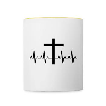 Jésus Christ God Faith - Mug contrasté - blanc/jaune - Devant