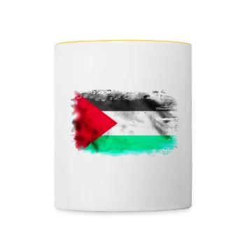 Contexte avec le drapeau de la Palestine - Mug contrasté - blanc/jaune - Devant