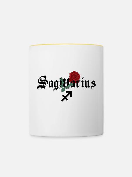 Schütze-Rosen-Tierkreis - Tasse zweifarbig - Weiß/Gelb