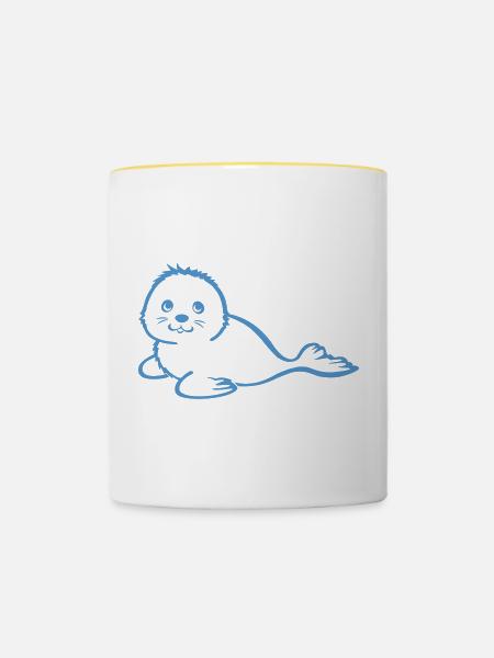 robbie blau - Tasse zweifarbig - Weiß/Gelb