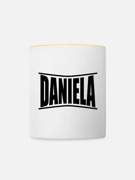 Daniela T-Shirt Geschenkidee - Tasse zweifarbig - Weiß/Gelb