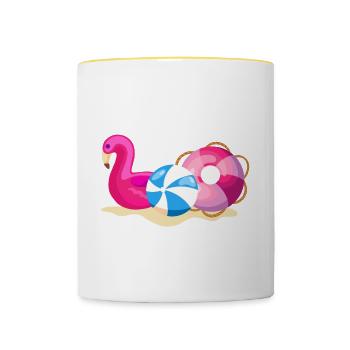 Bathgadges in pink - Contrasting Mug - white/yellow - Front