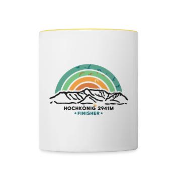 Hochkönig Wandern Wanderung Klettersteig Finisher - Tasse zweifarbig - Weiß/Gelb - Vorne