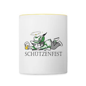 Schützenfest Schütze Bier - Tasse zweifarbig - Weiß/Gelb - Vorne