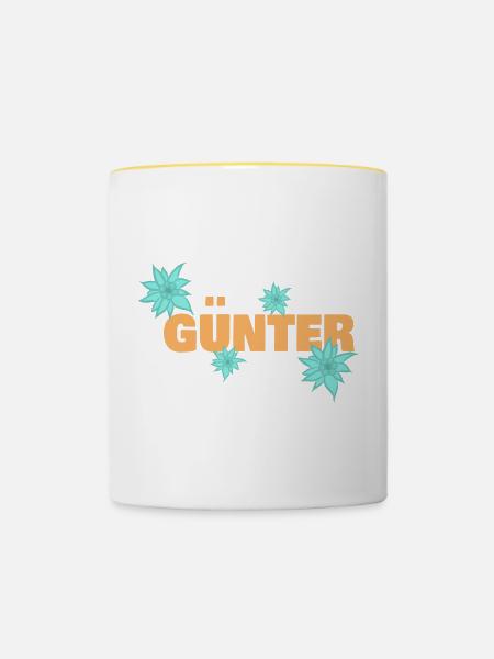 Edelweiß Günter - Tasse zweifarbig - Weiß/Gelb