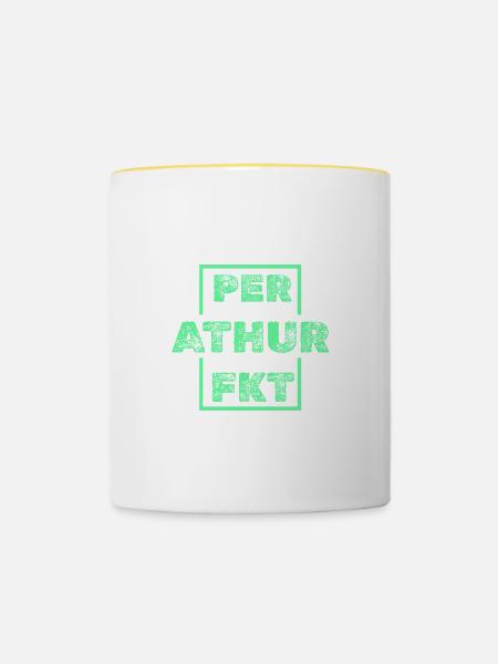 Einzigartig Athur - Tasse zweifarbig - Weiß/Gelb