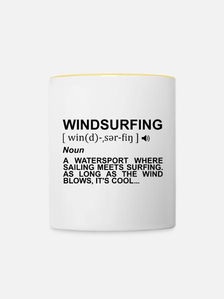Windsurfing Wörterbuch - Tasse zweifarbig - Weiß/Gelb