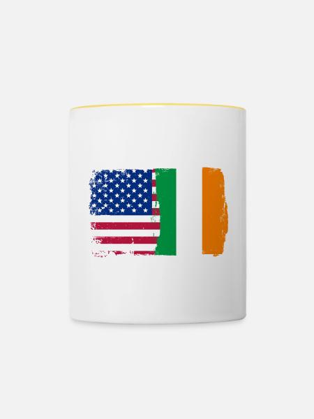Flag Fusion: Sterne und Kleeblatt - Tasse zweifarbig - Weiß/Gelb