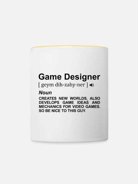 Game Designer Wörterbuch - Tasse zweifarbig - Weiß/Gelb