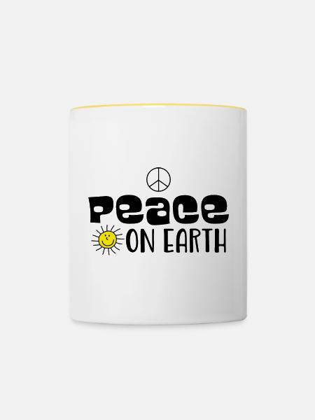 Peace on earth - Tasse zweifarbig - Weiß/Gelb