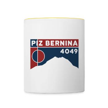 Piz Bernina Biancograt Besteigung Tour Souvenir - Tasse zweifarbig - Weiß/Gelb - Vorne