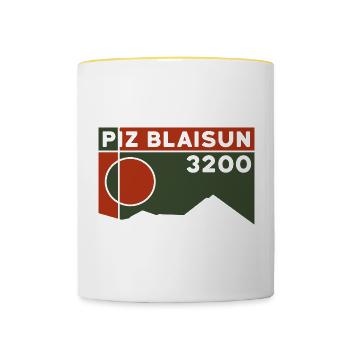 Piz Blaisun East Ridge Ski Touring Mountain Tour Hiking Altitude - Contrasting Mug - white/yellow - Front