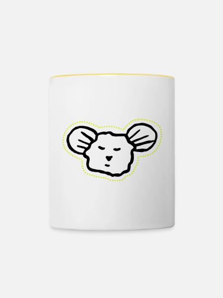 Cooles lässiges Maus Gesicht - Tasse zweifarbig - Weiß/Gelb
