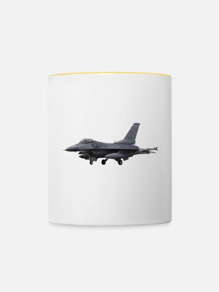 F-16 Fighting Falcon - Tasse zweifarbig - Weiß/Gelb