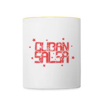 Cuban Salsa Rueda Timba Tanzen - Tasse zweifarbig - Weiß/Gelb - Vorne