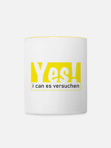 Yes i can es versuchen! - Tasse zweifarbig - Weiß/Gelb