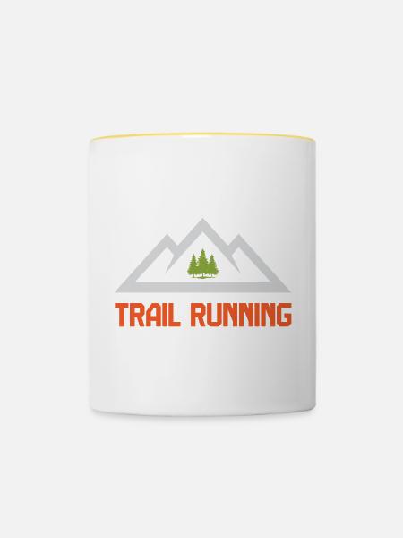 Trailrunning (Trailrunning) - Tasse zweifarbig - Weiß/Gelb