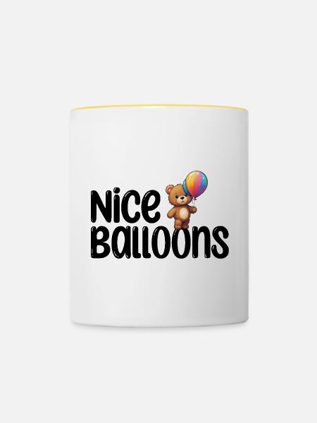 Nette Ballons - Tasse zweifarbig - Weiß/Gelb