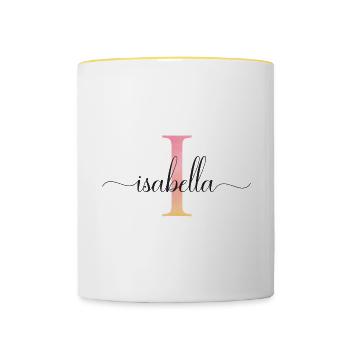 I | Monogram | Name | Isabella |Watercolor - Contrasting Mug - white/yellow - Front