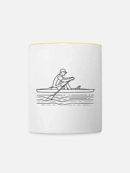 Ruderer Zeichnung - Tasse zweifarbig - Weiß/Gelb