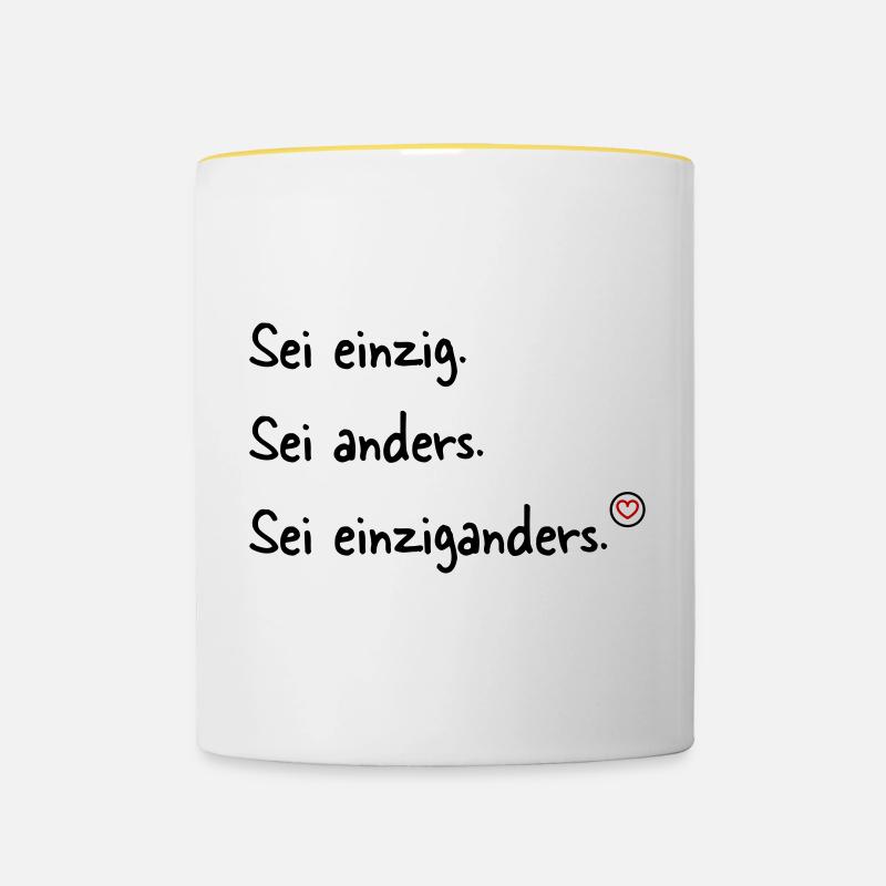Sei einziganders - Tasse zweifarbig - Weiß/Gelb