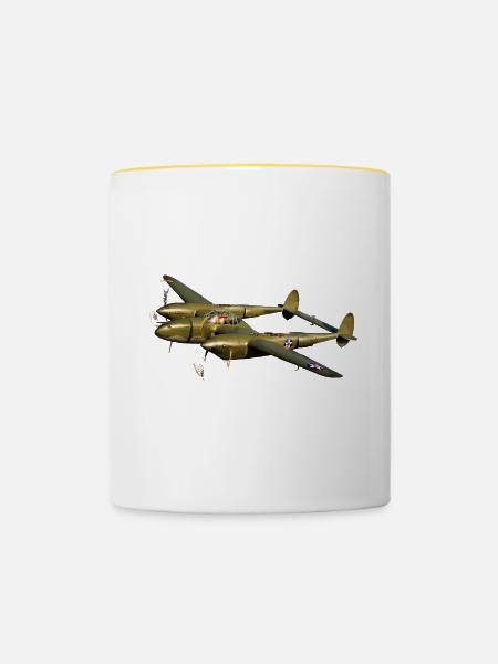 P-38 Lightning - Tasse zweifarbig - Weiß/Gelb
