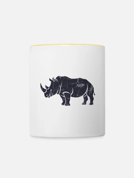 Sternen-Nashorn mit Galaxy-Hintergrund - Tasse zweifarbig - Weiß/Gelb