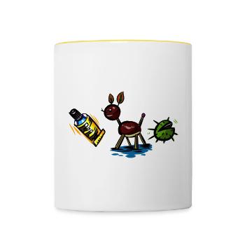 Herbst Kastanien Design - Tasse zweifarbig - Weiß/Gelb - Vorne
